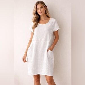 Marie la Lune Italian Linen Blend Pocket Dress | Made in Italy | Relaxed Fit